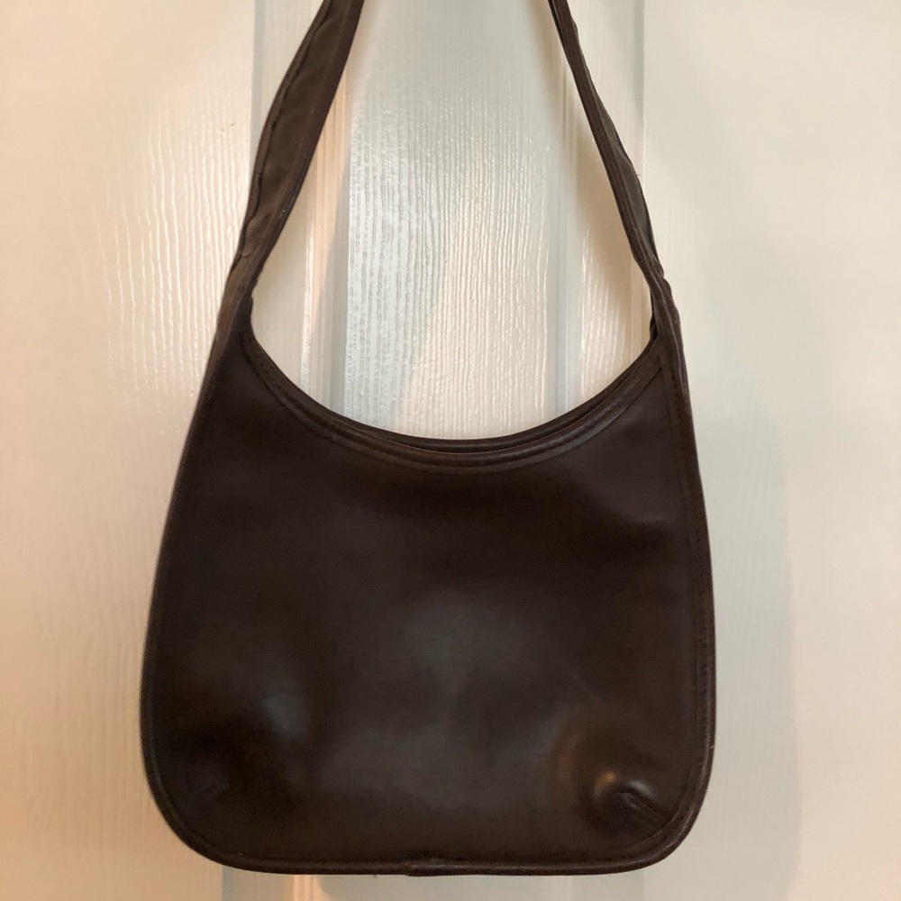 Coach chocolate brown leather hobo style bag